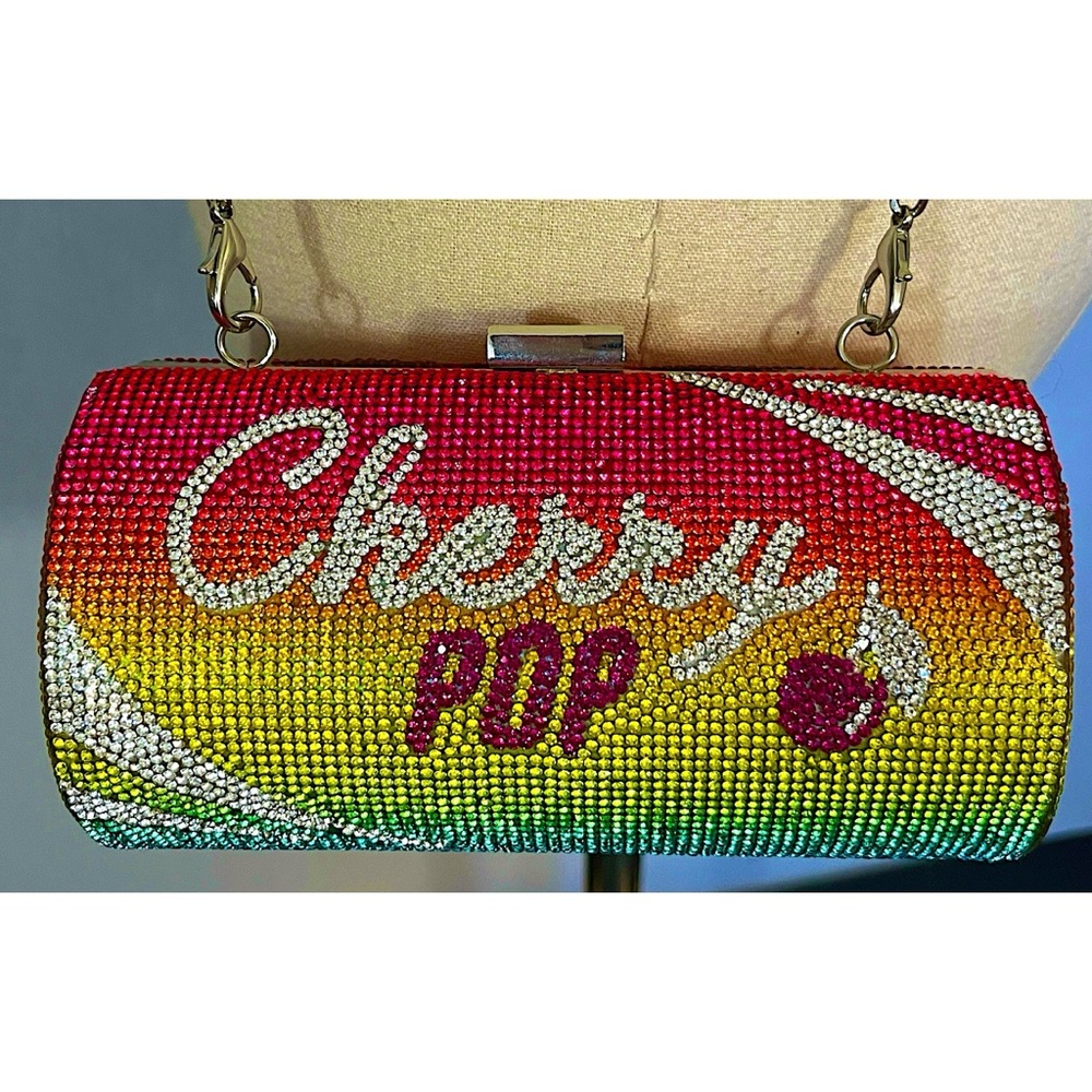 Aldo Cherry Pop Envolee Mini Barrel Rhinestone Encrusted Crossbody Bag Clutch - Picture 1 of 7